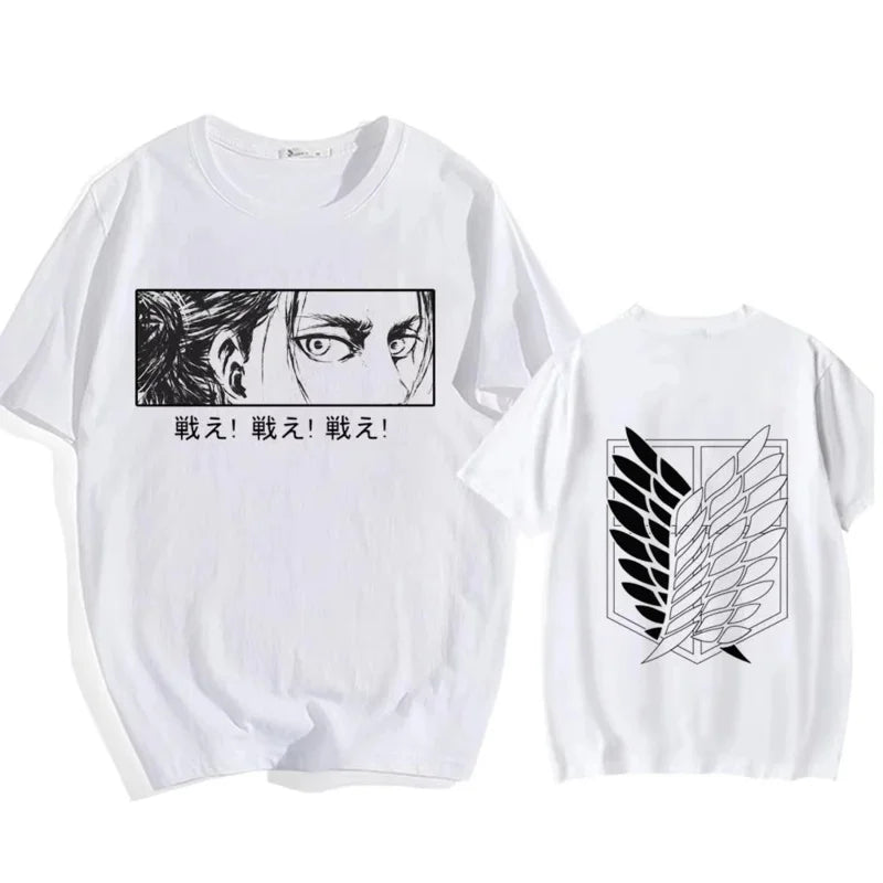 Attack on Titan Streetwear Men'S T Shirt Eren Yeager Shingeki No Kyojin Anime Summer Cotton Women Tops Tees Casual High Quality