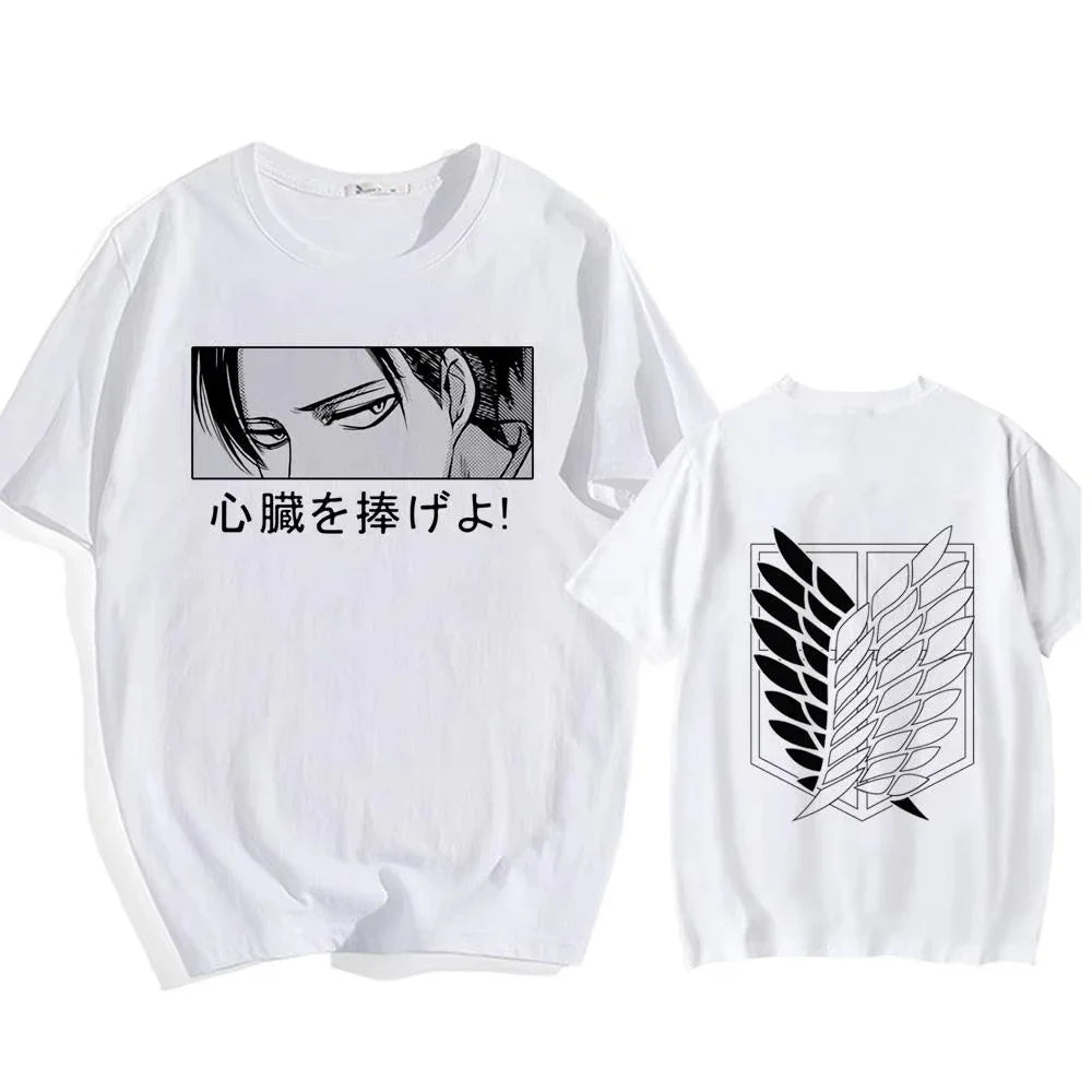 Attack on Titan Streetwear Men'S T Shirt Eren Yeager Shingeki No Kyojin Anime Summer Cotton Women Tops Tees Casual High Quality