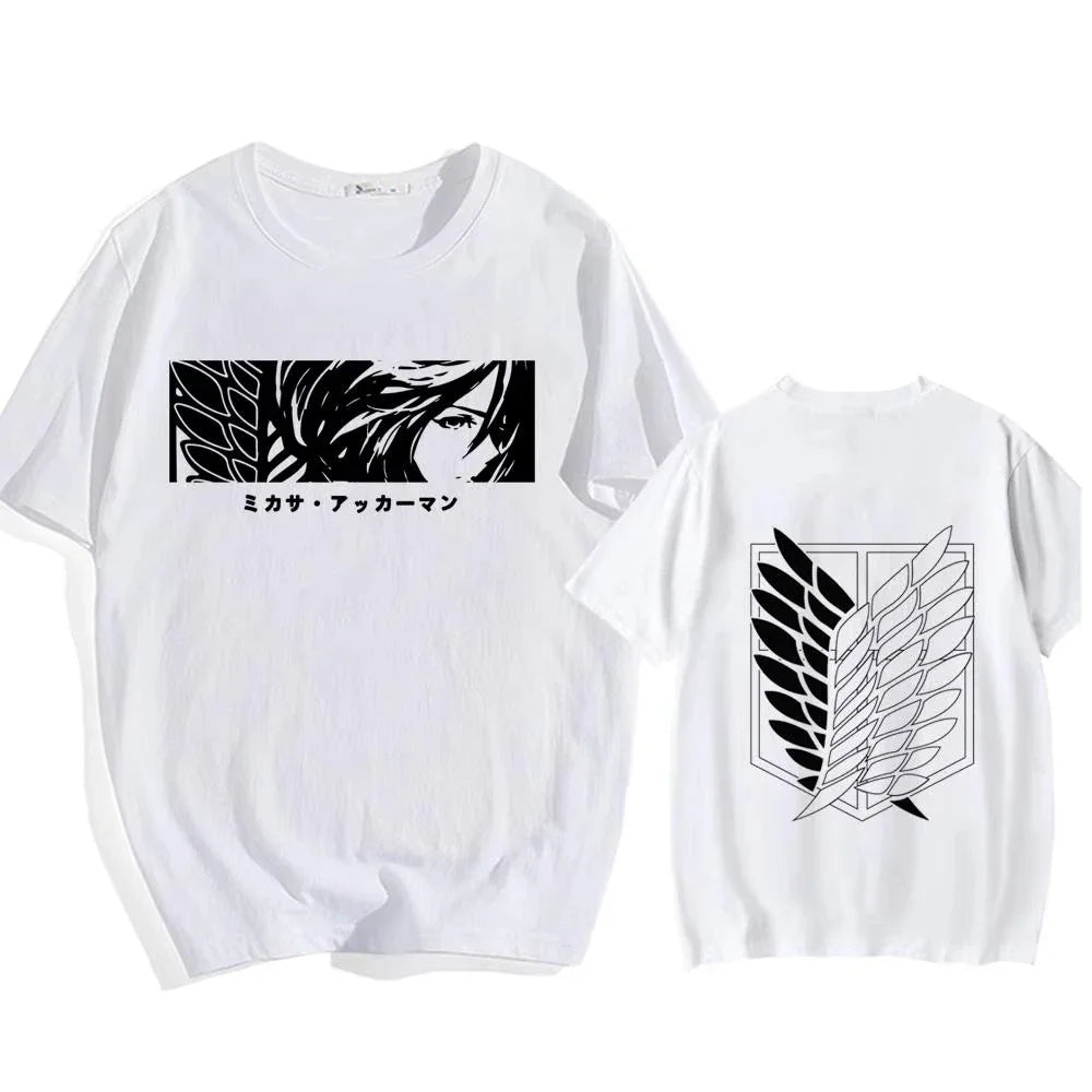 Attack on Titan Streetwear Men'S T Shirt Eren Yeager Shingeki No Kyojin Anime Summer Cotton Women Tops Tees Casual High Quality