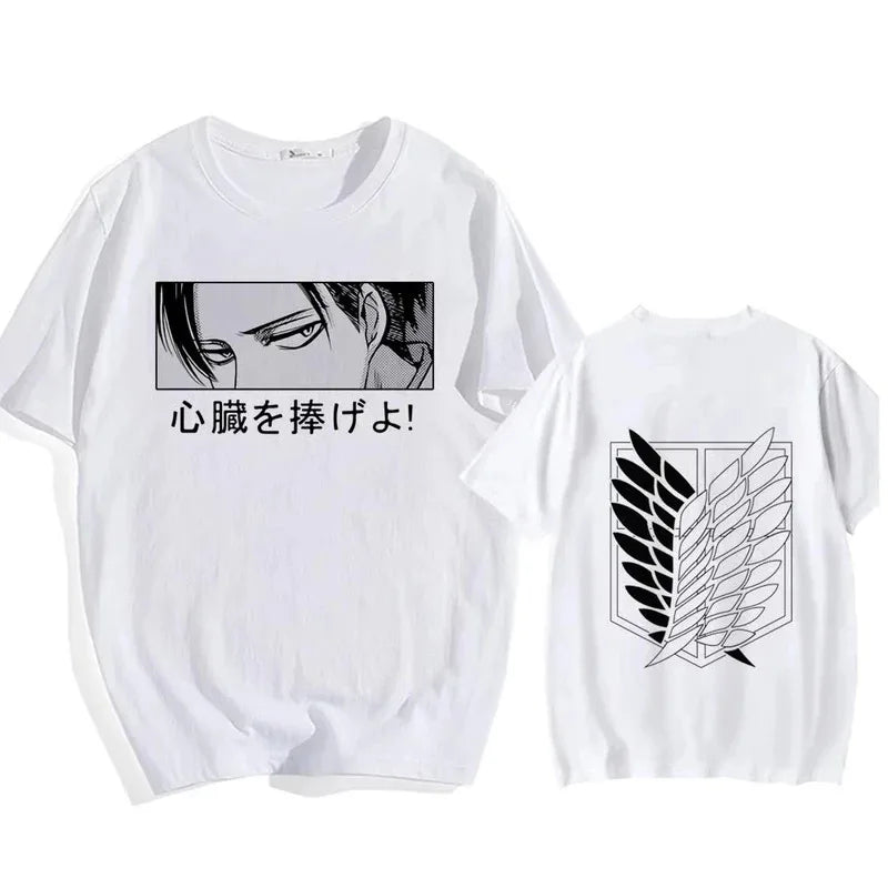 Attack on Titan Streetwear Men'S T Shirt Eren Yeager Shingeki No Kyojin Anime Summer Cotton Women Tops Tees Casual High Quality