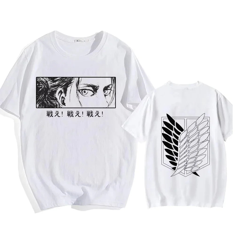 Attack on Titan Streetwear Men'S T Shirt Eren Yeager Shingeki No Kyojin Anime Summer Cotton Women Tops Tees Casual High Quality